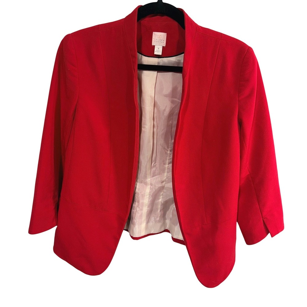 LC Lauren Conrad Blazer Open Front 3/4 Sleeve Women's Size 6 Red